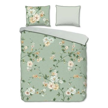 Lenjerie de pat verde din bumbac satinat pentru pat dublu/extinsă 200x220 cm Sizena – Descanso