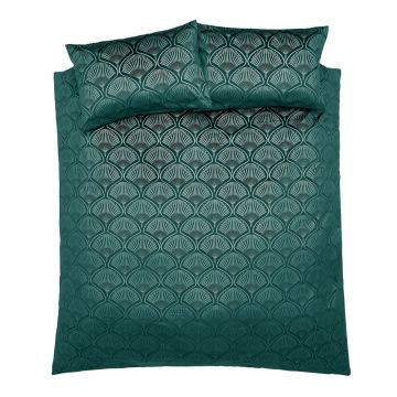 Lenjerie de pat verde pentru pat dublu, extinsă 230x220 cm Art Deco Pearl – Catherine Lansfield Lenjerie de pat verde pentru pat dublu, extinsă 230x220 cm Art Deco Pearl – Catherine Lansfield