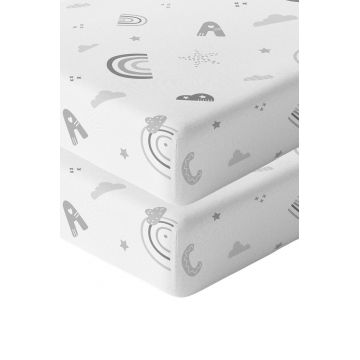 Set cearceaf de pat cu elastic pentru copii, L'essentiel Maison, Abc Abc, Portocaliu / Maro / Mentă Set cearceaf de pat cu elastic pentru copii, L'essentiel Maison, Abc Abc, Portocaliu / Maro / Mentă