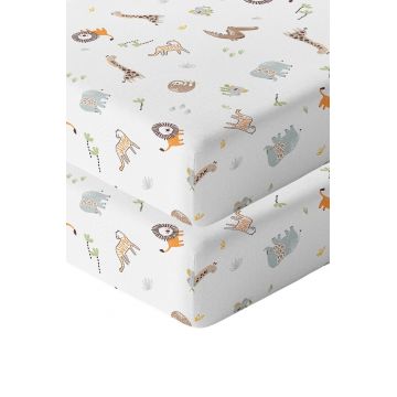 Set cearceaf de pat cu elastic pentru copii, L'essentiel Maison, Junge Jungle, Muștar / Maro / Gri Set cearceaf de pat cu elastic pentru copii, L'essentiel Maison, Junge Jungle, Muștar / Maro / Gri