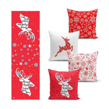 Set fețe de pernă și napron 5 buc. Snowflakes – Mila Home