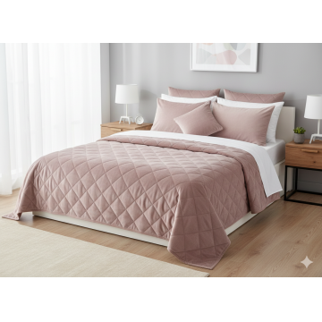 Cuvertura de pat velour, Somnart, 220x240 cm, cappucino