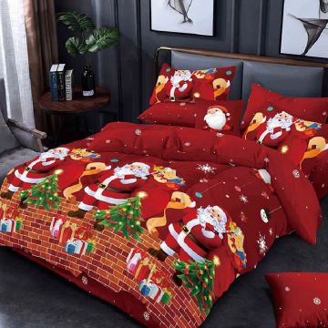 Lenjerie 1 Persoana Craciun Noel V8 4 Piese (Finet)