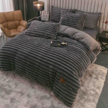 Lenjerie cocolino cu elastic 180x200 Liny V1 Antracit (Cocolino)