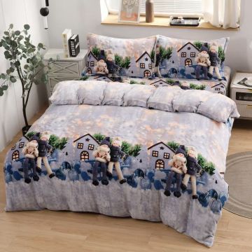 Lenjerie Craciun cu Elastic 180x200 Christmas V106 (Cocolino)