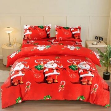 Lenjerie Craciun cu Elastic 180x200 Merry V10 (Cocolino)