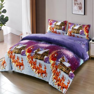 Lenjerie Craciun cu Elastic 180x200 Merry V3 (Cocolino)