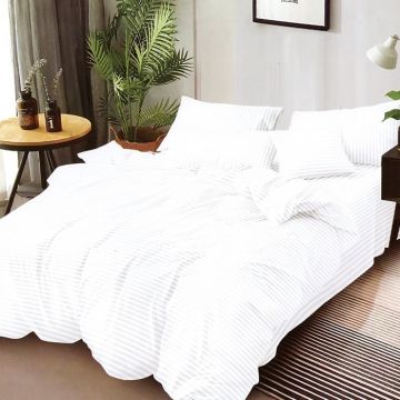 Lenjerie Damasc cu elastic 180x200 Elden Alb (Finet)