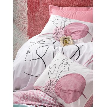 Lenjerie de pat dubla, 4 piese, 200x220 cm, 100% bumbac ranforce, Cotton Box, Senora, roz pudra Lenjerie de pat dubla, 4 piese, 200x220 cm, 100% bumbac ranforce, Cotton Box, Senora, roz pudra