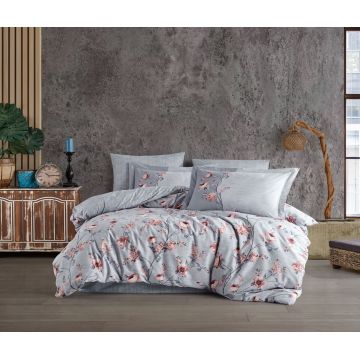 Lenjerie de pat dubla 4 piese, L'essentiel Maison, Benita, Gri Lenjerie de pat dubla 4 piese, L'essentiel Maison, Benita, Gri