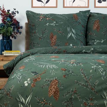 Lenjerie de pat dubla Foret, Homla, 3 piese, 160x200 cm, microfibra din poliester, verde Lenjerie de pat dubla Foret, Homla, 3 piese, 160x200 cm, microfibra din poliester, verde