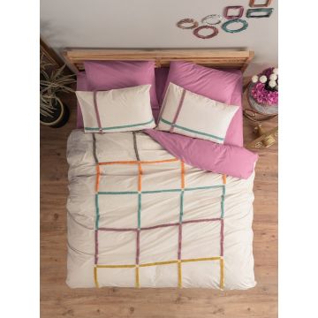 Lenjerie de pat dubla, L'essentiel Maison, Insula, Roz Pădure / Crem / Mentă / Portocaliu / Muștar Lenjerie de pat dubla, L'essentiel Maison, Insula, Roz Pădure / Crem / Mentă / Portocaliu / Muștar
