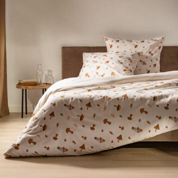 Lenjerie de pat dubla Shroom, Homla, 3 piese, 160x200 cm, microfibra, ecru Lenjerie de pat dubla Shroom, Homla, 3 piese, 160x200 cm, microfibra, ecru