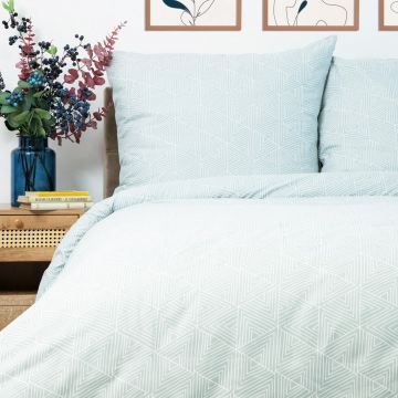Lenjerie de pat dubla Trian, Homla, 3 piese, 160x200 cm, microfibra din poliester, albastru/alb Lenjerie de pat dubla Trian, Homla, 3 piese, 160x200 cm, microfibra din poliester, albastru/alb