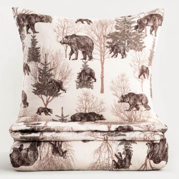 Lenjerie de pat dubla Urso, Homla, 3 piese, 160x200 cm, bumbac, multicolor