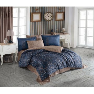 Lenjerie de pat dublu, Bumbac 100% Satinat Model Gris v2 Gold