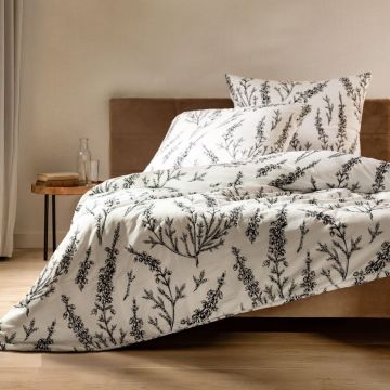 Lenjerie de pat King Size, Camilla, Homla, 3 piese, 200x220 cm, microfibra din poliester, alb/negru