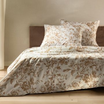 Lenjerie de pat King Size, Elena, Homla, 3 piese, 200x220 cm, microfibra din poliester, alb/bej