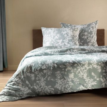 Lenjerie de pat King Size, Laura, Homla, 3 piese, 200x220 cm, microfibra din poliester, albastru/alb