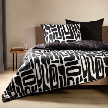 Lenjerie de pat King Size, Twilight, Homla, 3 piese, 200x220 cm, microfibra din poliester, negru/alb