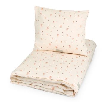Lenjerie de pat pentru copii, galben-deschis/roz din bumbac organic pentru pat de o persoană 140x200 cm Bows – Cam Cam Copenhagen