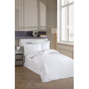 Lenjerie de pat pentru o persoana 2 piese, L'essentiel Maison, Water Yollu Saten, Bumbac;Poliester, Alb Lenjerie de pat pentru o persoana 2 piese, L'essentiel Maison, Water Yollu Saten, Bumbac;Poliester, Alb