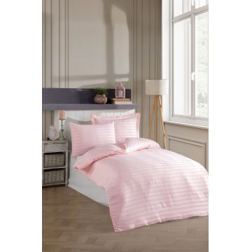 Lenjerie de pat pentru o persoana 2 piese, L'essentiel Maison, Water Yollu Saten, Bumbac;Poliester, Roz pudra Lenjerie de pat pentru o persoana 2 piese, L'essentiel Maison, Water Yollu Saten, Bumbac;Poliester, Roz pudra