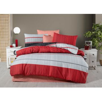 Lenjerie de pat pentru o persoana, L'essentiel Maison, Atlas, Roșu / Gri deschis / Negru Lenjerie de pat pentru o persoana, L'essentiel Maison, Atlas, Roșu / Gri deschis / Negru