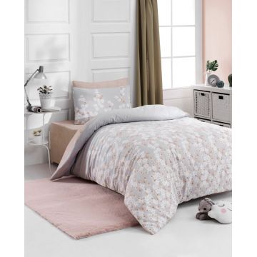 Lenjerie de pat pentru o persoana, L'essentiel Maison, Piti Yaprak, 65% bumbac/35% poliester, Roz prafuit Lenjerie de pat pentru o persoana, L'essentiel Maison, Piti Yaprak, 65% bumbac/35% poliester, Roz prafuit