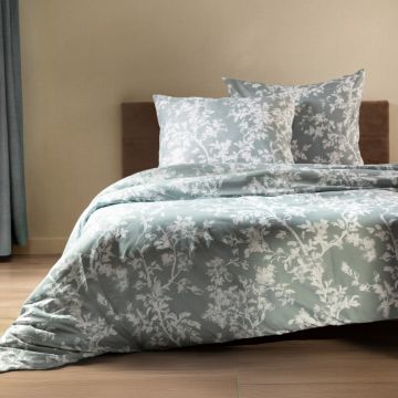 Lenjerie de pat pentru o persoana Laura, Homla, 2 piese, 140x200 cm, microfibra din poliester, albastru/alb