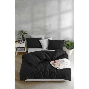 Lenjerie de pat pentru o persoana, Yarn Dyed - Black, Tabu Home, Bumbac;Poliester Lenjerie de pat pentru o persoana, Yarn Dyed - Black, Tabu Home, Bumbac;Poliester
