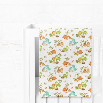 Patura bebelusi, L'essentiel Maison, T-rex, Galben / Albastru / Portocaliu Patura bebelusi, L'essentiel Maison, T-rex, Galben / Albastru / Portocaliu