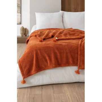 Patura pentru Pat 1 Persoana Model Puffy Wellsoft Tile Red