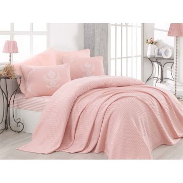 Set cuvertura de pat dubla, EnLora Home, Pure Powder, 4 piese, 100% bumbac, roz Set cuvertura de pat dubla, EnLora Home, Pure Powder, 4 piese, 100% bumbac, roz