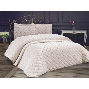 Set Cuvertura Pat Dublu Model Lima Cream