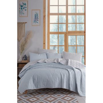 Cuvertura de pat 1 Persoana Model Solid Light Blue, Grey