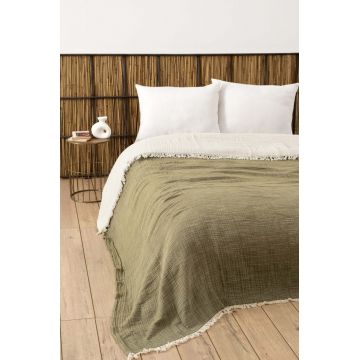 Cuvertura pentru Pat Dublu Model Muslin Age Green