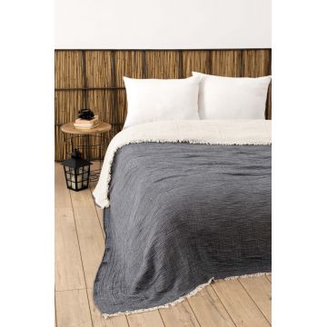 Cuvertura pentru Pat Dublu Model Muslin Anthracite