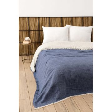 Cuvertura pentru Pat Dublu Model Muslin Navy Blue v2