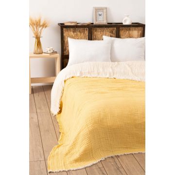 Cuvertura pentru Pat Dublu Model Muslin Yellow (170 x 250) v2