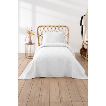 Cuvertura Pique pentru pat 1 Persoana Model Waffle White