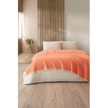 Cuvertura Pled pentru pat dublu Model Diamonds Orange