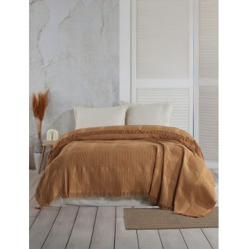 Cuvertura Pled pentru pat dublu Model Sirius Mustard