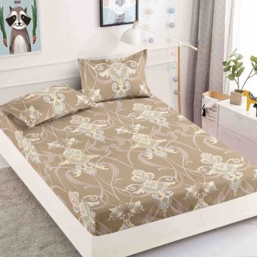 Husa Din Bumbac Tip Finet Cu Elastic 1 Persoana, Bej