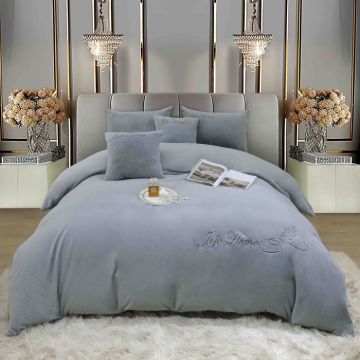 Lenjerie 2 Persoane Pat cu Elastic, 6 Piese, Cocolino Blanita Iepure cu Broderie