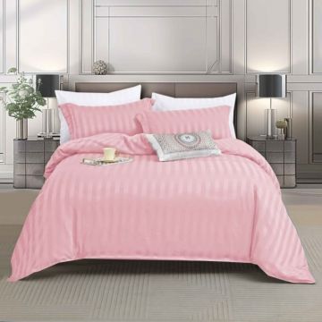 Lenjerie cu elastic 140x200 cm, Damasc, Atlas V9 Roz (Finet)