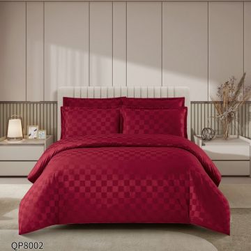 Lenjerie cu elastic 180x200cm, Damasc, Cubic V1 Grena (Finet)