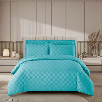 Lenjerie cu elastic 180x200cm, Damasc, Cubic V10 Turcoaz (Finet)