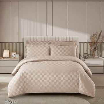 Lenjerie cu elastic 180x200cm, Damasc, Cubic V12 Cappuccino (Finet)