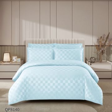 Lenjerie cu elastic 180x200cm, Damasc, Cubic V15 Bleu (Finet)